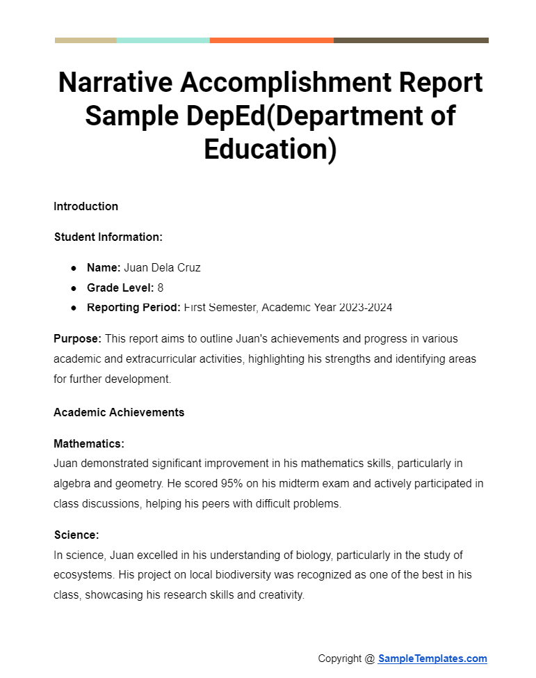 narrative accomplishment report sample depeddepartment of education