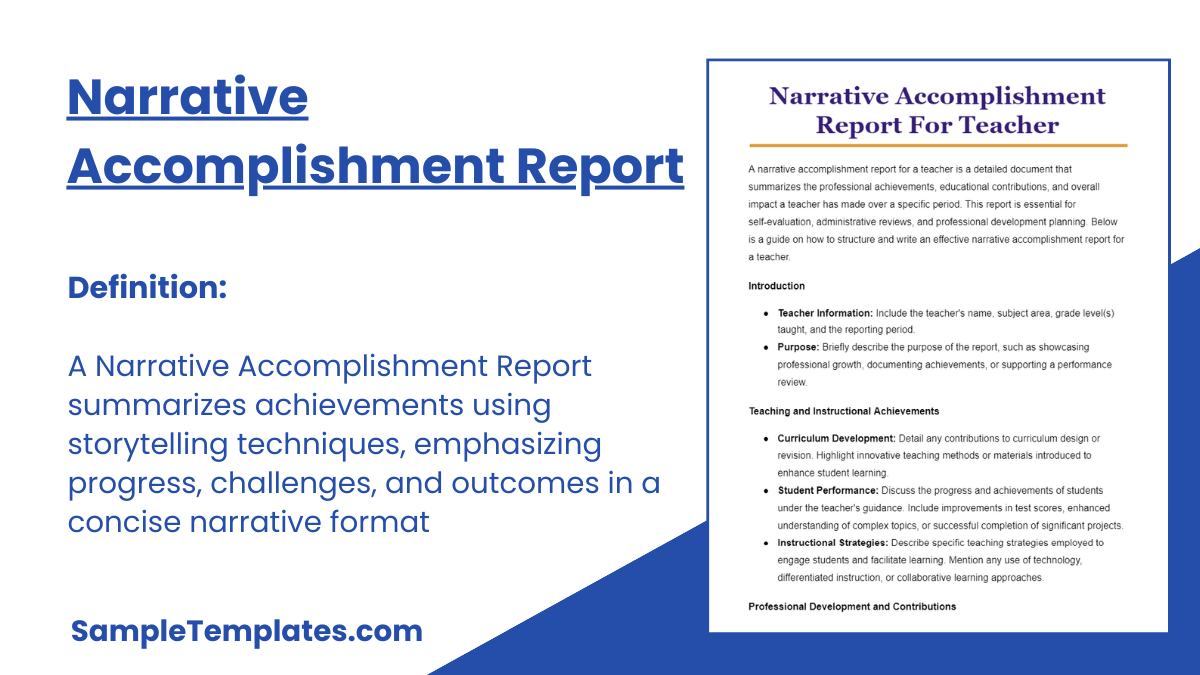 Narrative Accomplishment Report