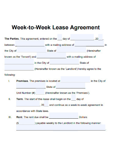 new week to week rental lease agreement