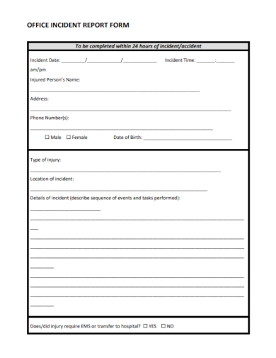 office incident report form