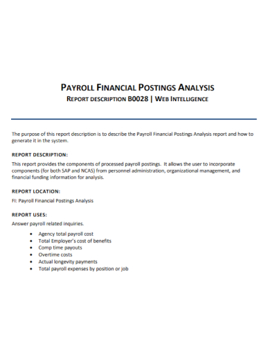 payroll financial analysis report