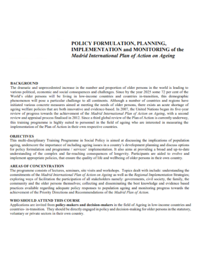 policy monitoring implementation plan