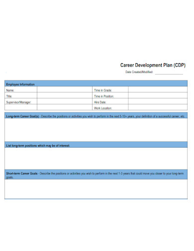 printable employee career development plan