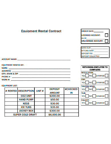 printable equipment rental contract