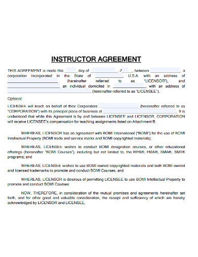 FREE 10 Instructor Agreement Samples Yoga Dance Freelance 