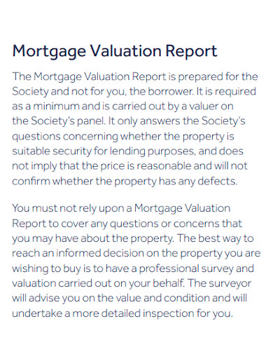 printable mortgage valuation report