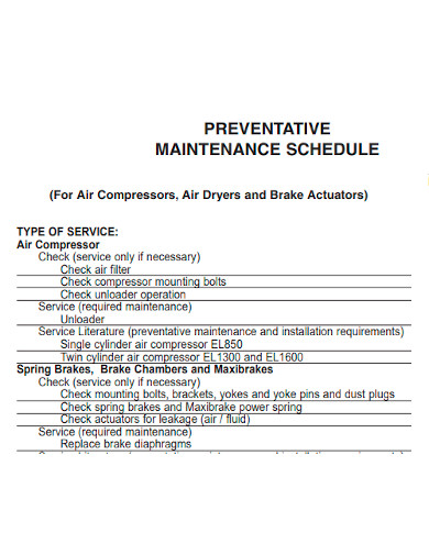 printable preventative maintenance schedule