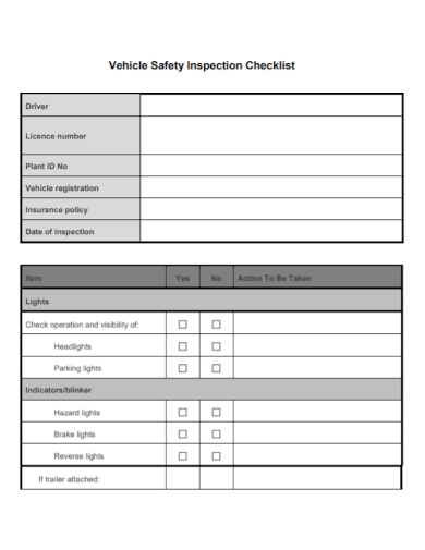 printable vehicle safety inspection checklist