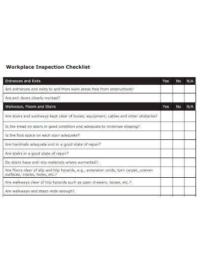 printable workplace inspection checklist