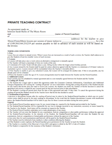 private music teaching contract