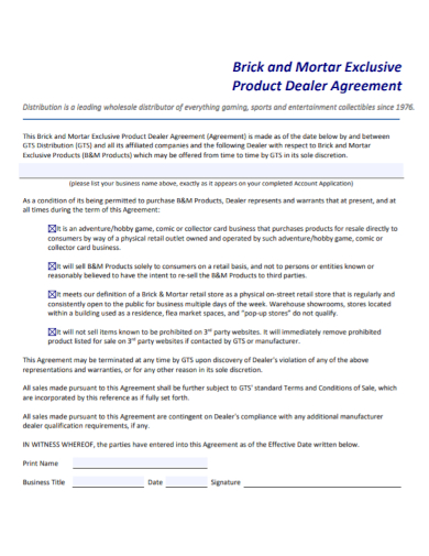 product dealer distribution agreement