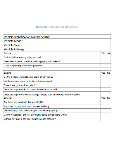 professional car inspection checklist