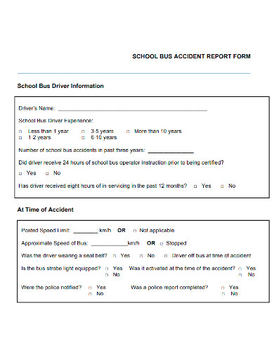 professional school bus accident report form
