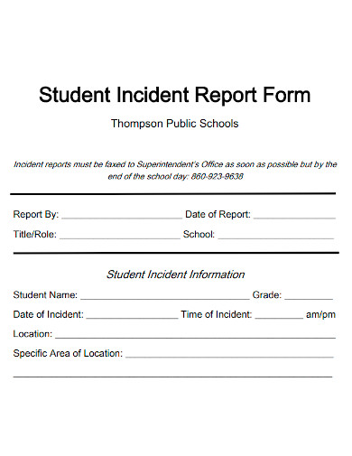 School Incident Report Template Prntbl concejomunicipaldechinu gov co