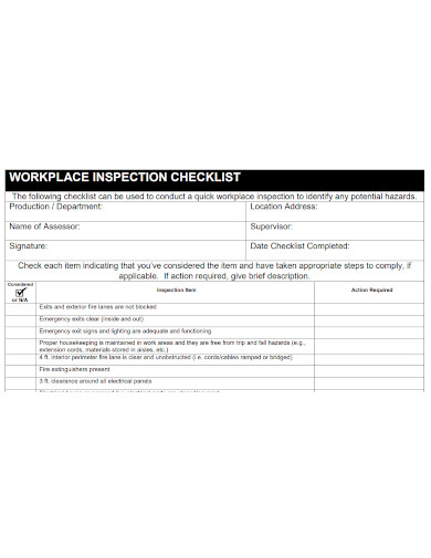professional workplace inspection checklist