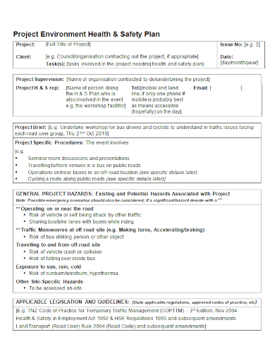 FREE 10 Project Health And Safety Plan Samples Specific Management 