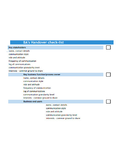 project handover checklist format