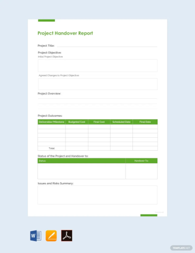 project handover report template