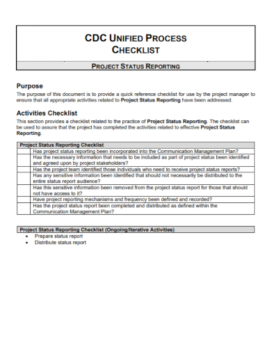 project status report process checklist