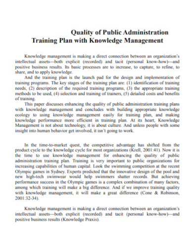 quality management training plan