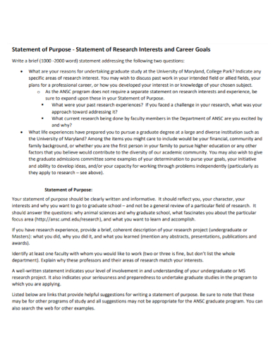 research interest statement of purpose