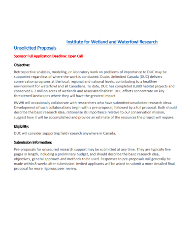 research unsolicited proposal