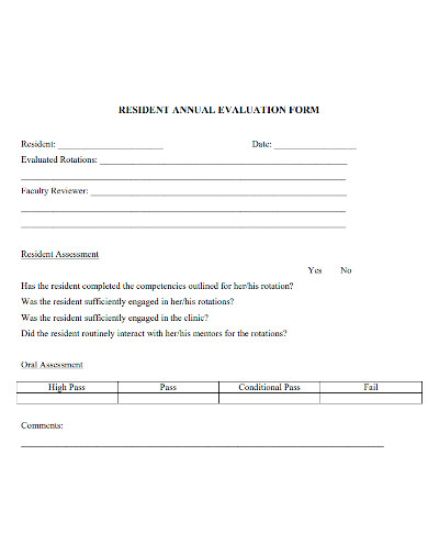 resident annual evaluation form