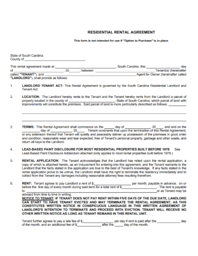 residential landlord tenant rental agreement