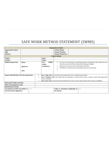 safe work method statement