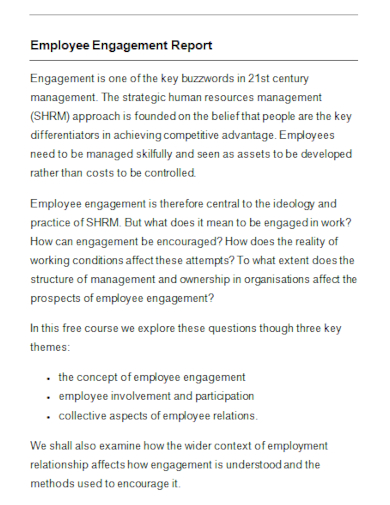 sample employee engagement report