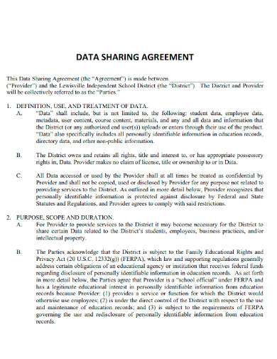 school data sharing agreement
