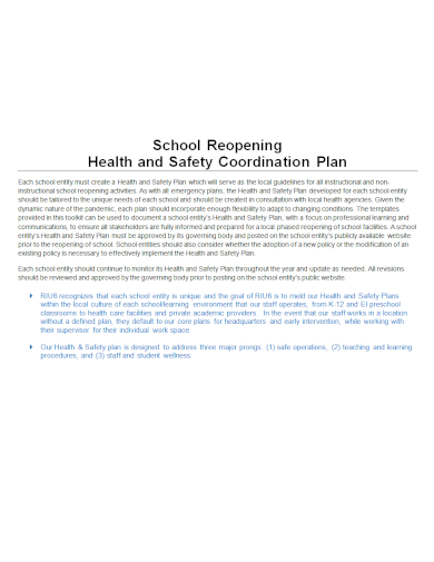 school health and safety coordination plan