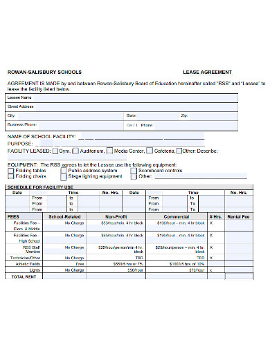 school lease agreement form