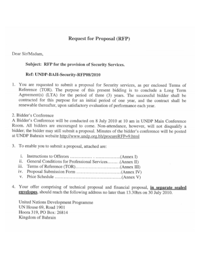 security provision services request for proposal