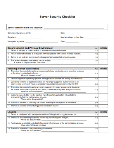 FREE 7 Server Maintenance Checklist Samples Network Preventive Room 