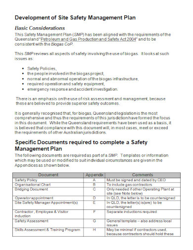 site development safety management plan