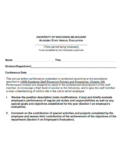 staff annual evaluation form