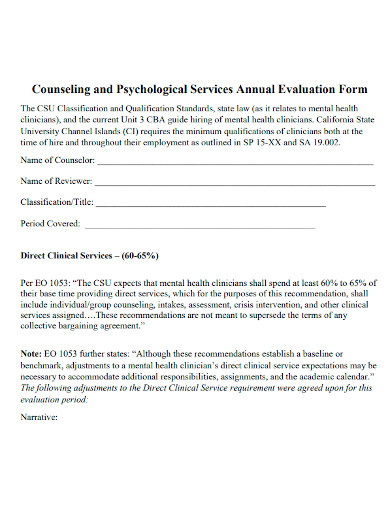 standard annual evaluation form