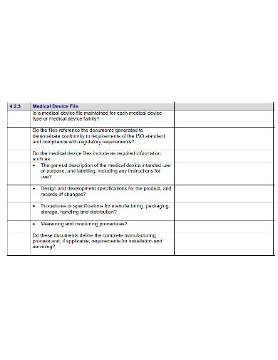 standard internal audit checklist