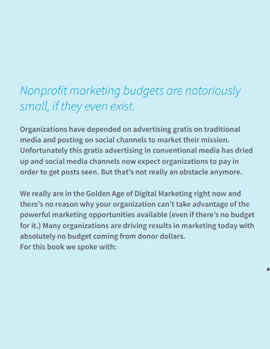 standard non profit marketing budget