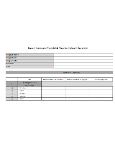 standard project handover checklist