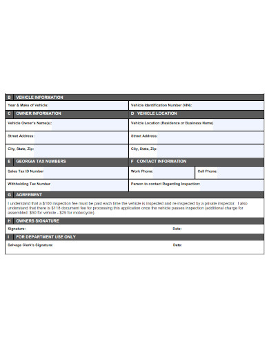 standard vehicle inspection request form