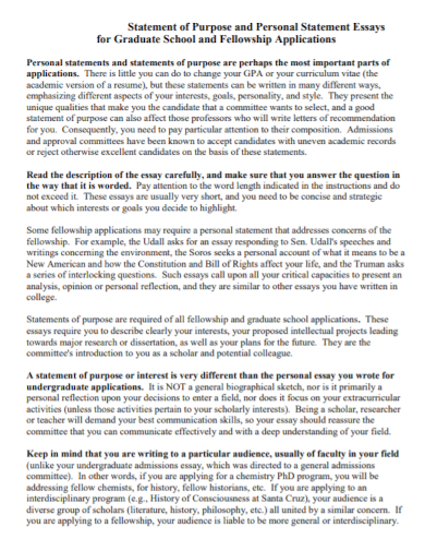 statement of purpose essay for graduate school