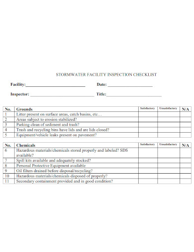 stormwater facility inspection checklist