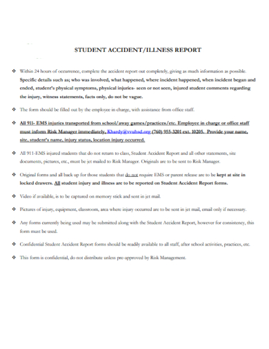 student accident illness report