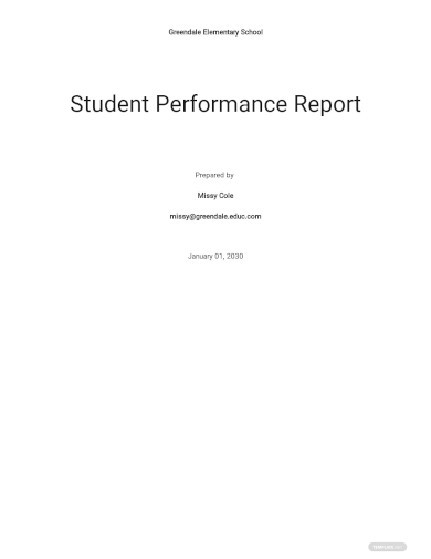 student performance report template