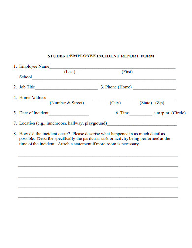 student or employee incident report form