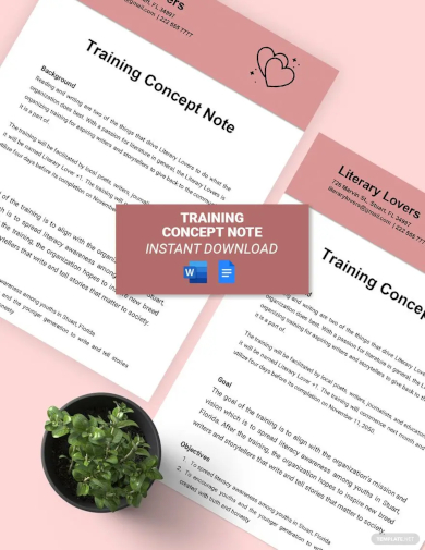training concept note template