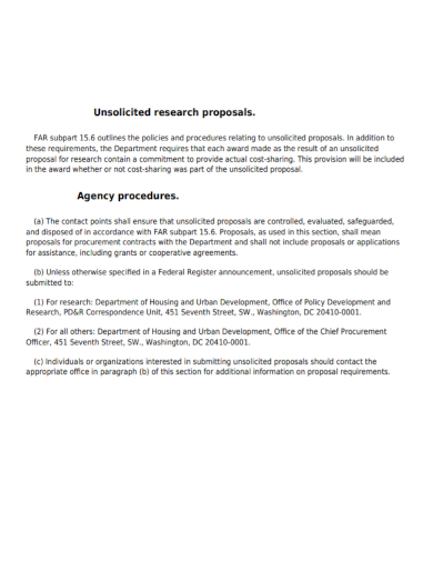 unsolicited agency research proposal