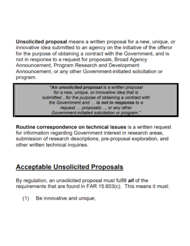 unsolicited research development proposal